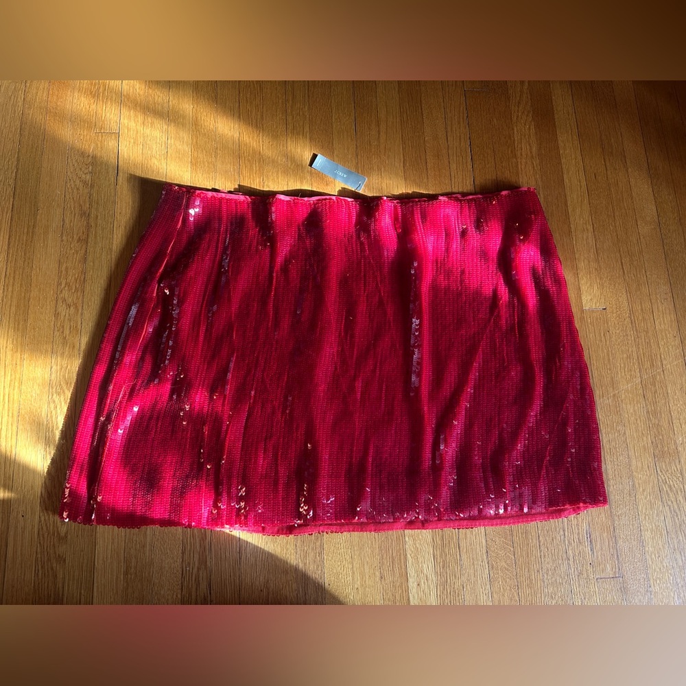 J. Crew Collection Red Sequin Lined Mini Pencil Skirt, Size 24, NWT